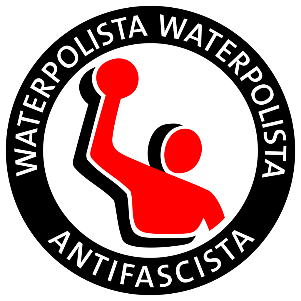 Logo: "waterpolista waterpolista antifascista"